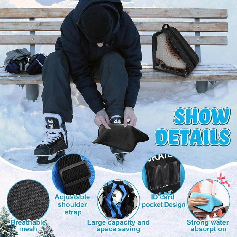Liliful 8 Pcs Skate Guards Skate Blade Protector Covers Towel Ice Inline Bag Set Ice Guards for Adult Hockey Winter Supply - Image 3